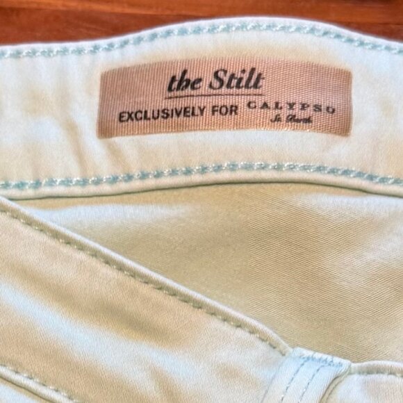 AG The Stilt Cigarette Leg x Calypso St. Barth Light Mint Green 26 Regular - Picture 6 of 8